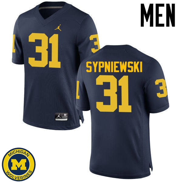 Mens Michigan Wolverines #31 Scott Sypniewski Navy Alumni Football Jersey